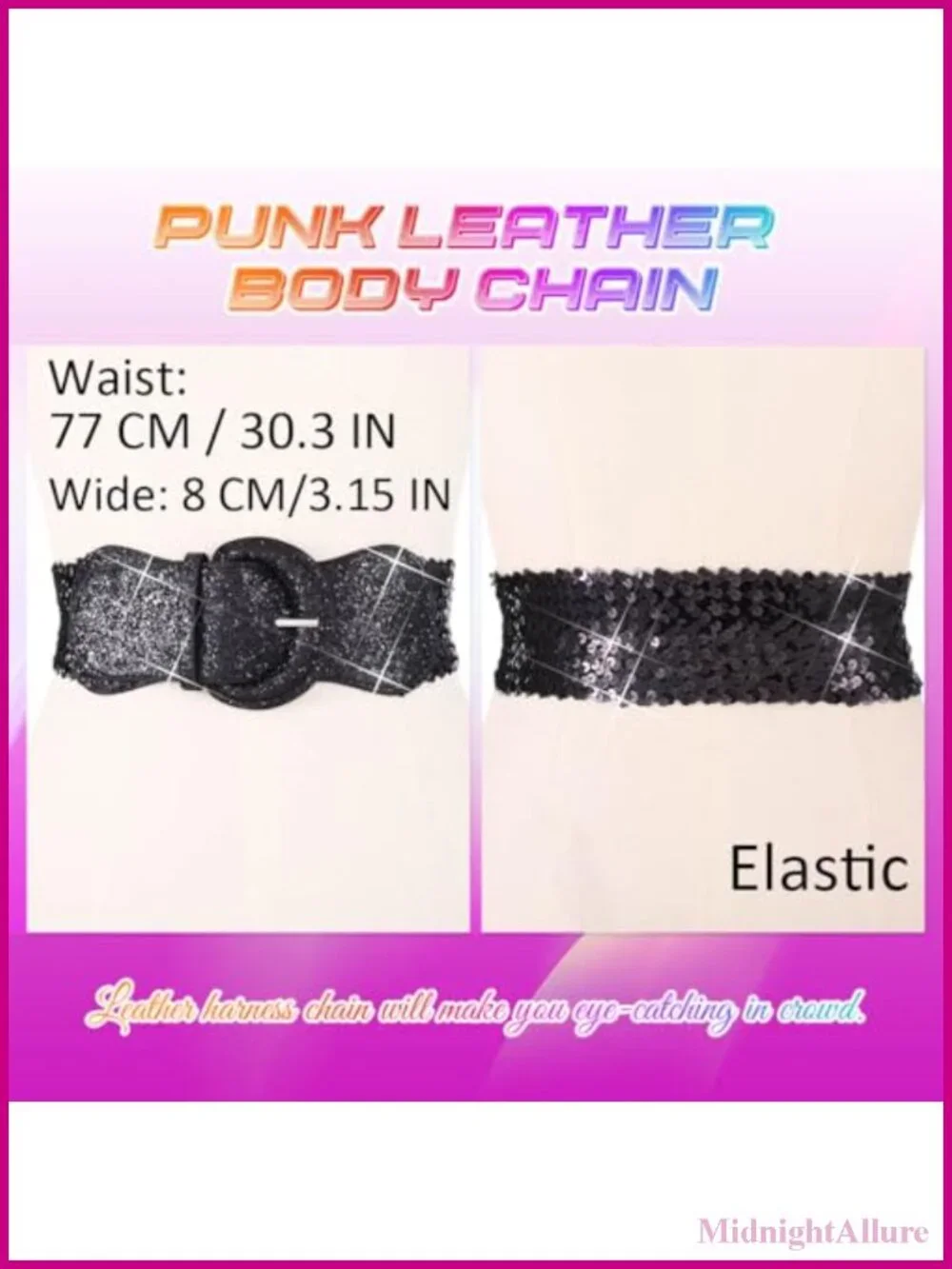 Sequin Wide Elastic Cinch Waist Belt Glitter Party Dress Belt